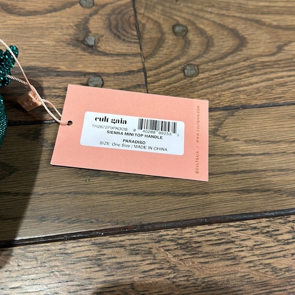 NWT Cult Gaia Sienna Mini Top Handle Rhinestone Bag Paradiso Green - Picture 4 of 7